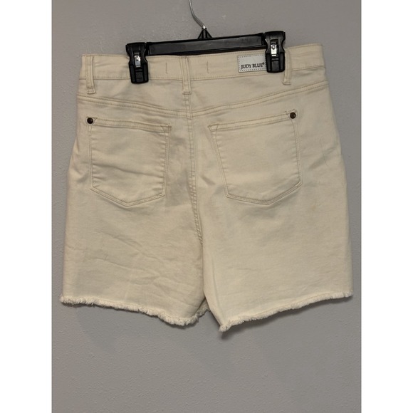 Judy Blue Los Angeles Denim Shorts Women's Large Off-White Distressed High-Waist - Picture 5 of 7